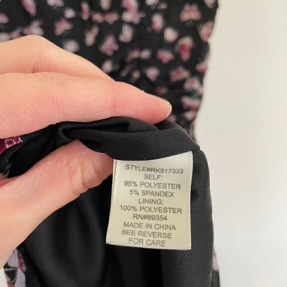 ULTRA FLIRT Black Burgundy Butterfly Print Mesh Tie Neck Y2K Ruched Mini Dress M - Picture 11 of 15